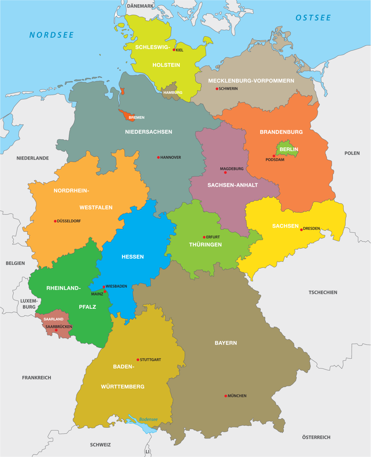 Karte der deutschen Bundesländer 